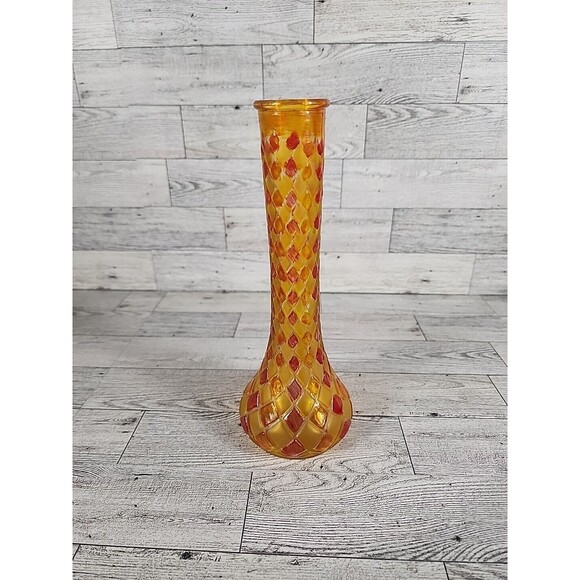 Hoosier Glass Vase 4098 4092 14a Diamond Pattern 9" - Picture 1 of 5